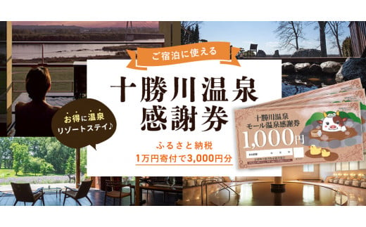 十勝川温泉モール温泉感謝券3,000円分【T-10000】