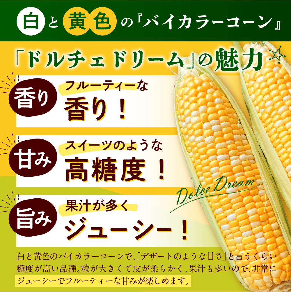 【2025年分先行予約】ドルチェドリーム(20本) 　とうもろこし 高評価 ★ 北海道産 なまら十勝野 キャンプ飯 BBQ ソロキャン人気 トウモロコシ 生 野菜 北海道 十勝 芽室町 送料無料 お取り寄せ　me001-045c-25