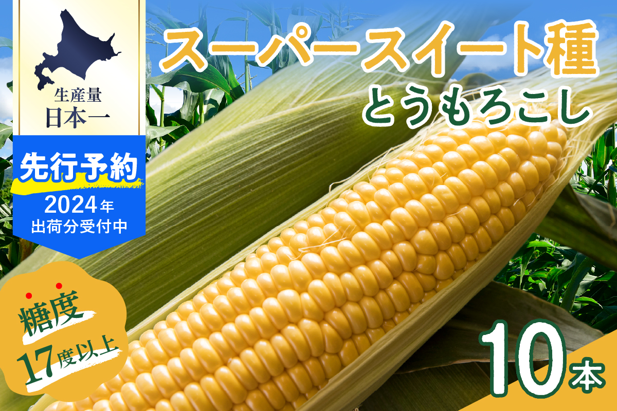 【2024年先行予約】北海道十勝芽室町 スーパースイート種 とうもろこし 10本 me050-001-24c