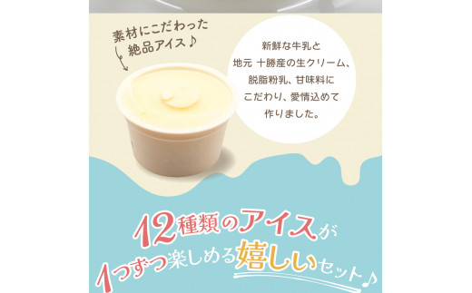 北海道十勝芽室町 12種類の味が楽しめる 安定剤不使用 カップアイスクリーム me008-002c