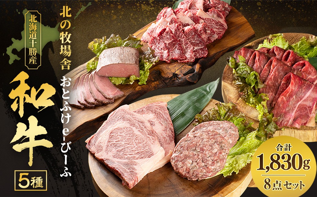 「北の牧場舎」おとふけe-びーふ 和牛 5種8点セット【D21】